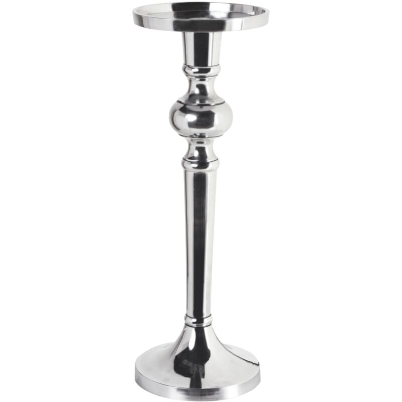 Beliani - Modern Decorative Pillar Candle Holder Metal Silver Sanafa