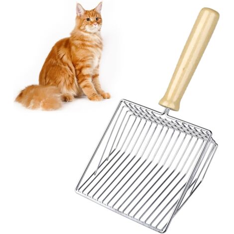 Metal Cat Scoop, Litter Shovel with Wooden Handle, Deep Shovel for Quick Sifting, Litter Shovel for Cleaning Pets, Dogs, Cats