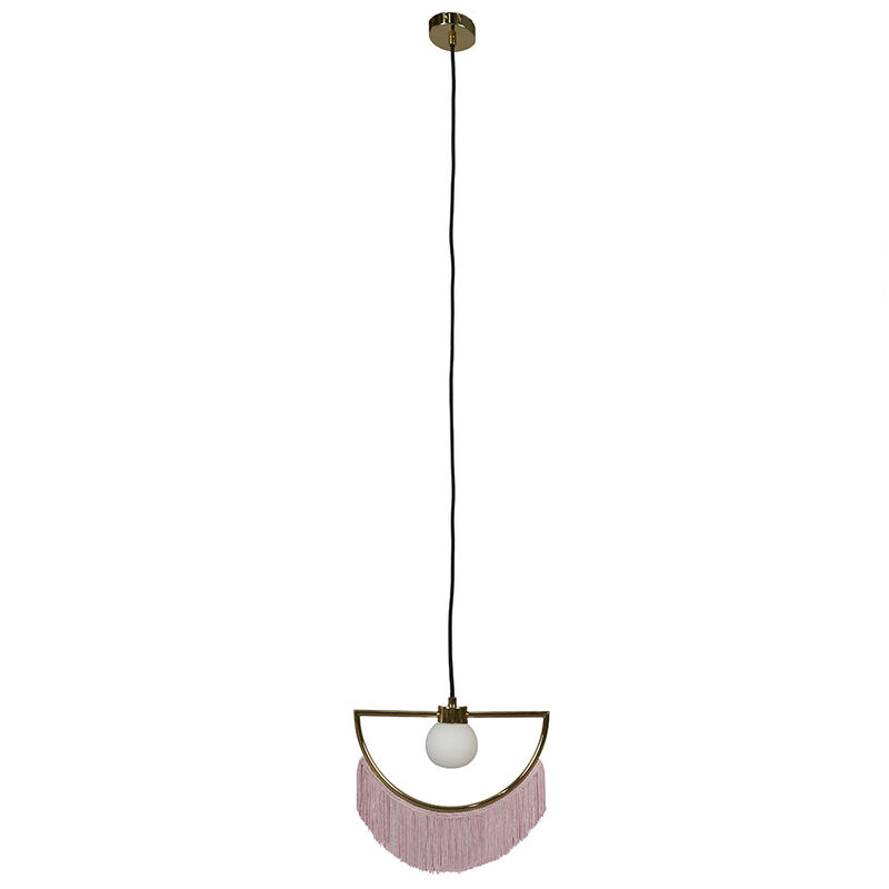 Metal Ceiling Light with Tassels + 3W LED G9 Bulb - Pink