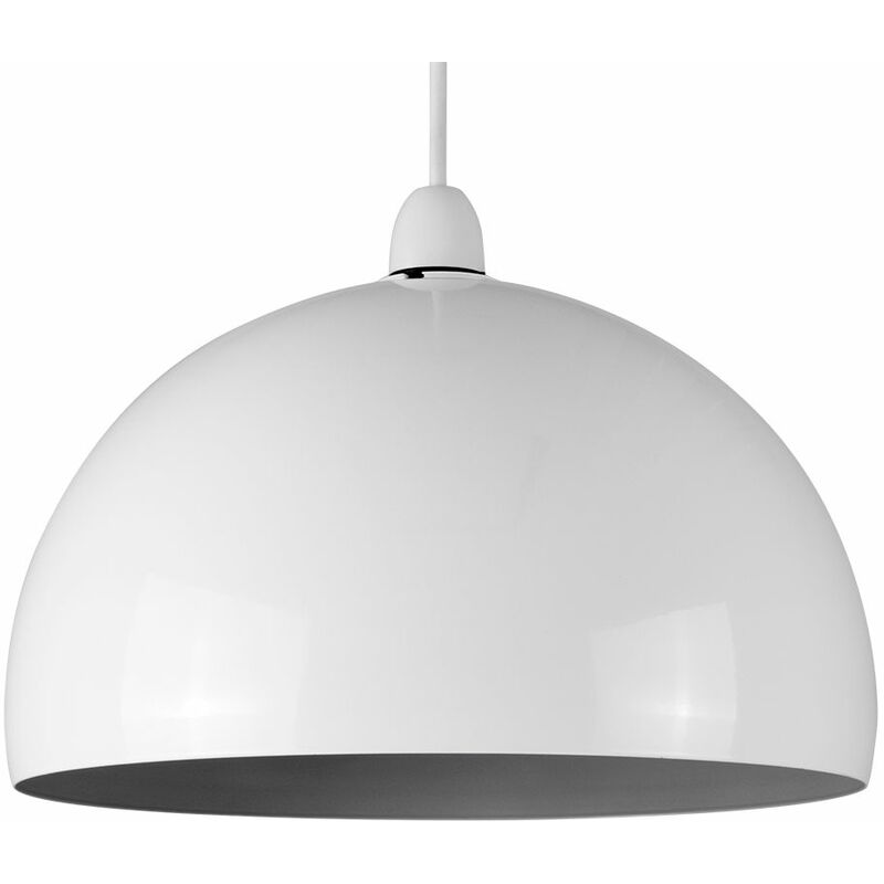 Metal Dome Ceiling Pendant Light Shade - White & Grey