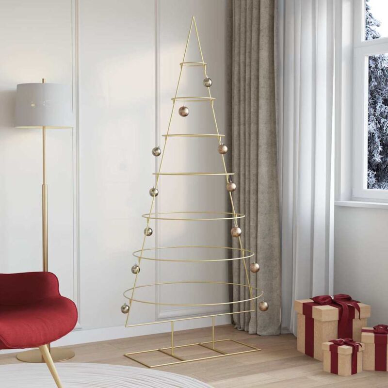 Metal Christmas Tree With Stand Gold 210 Cm Powder-coated Steel Vidaxl