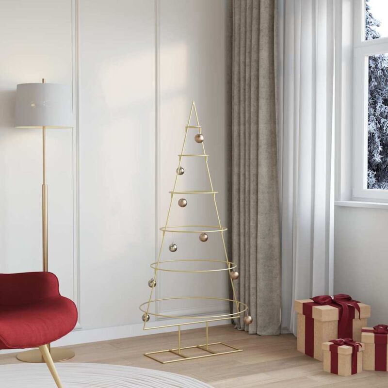 Metal Christmas Tree With Stand Gold 150 Cm Powder-coated Steel Vidaxl