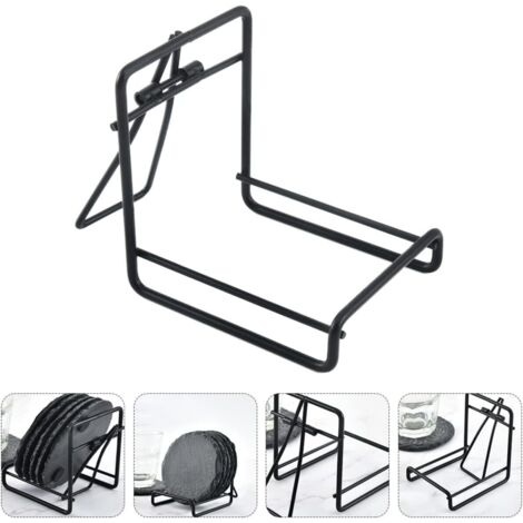 Metal coaster holder holds up to 8 coasters upright - Can be removed - Fits round or square drink mats