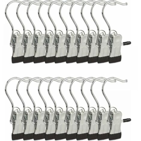 Metal coat hooks, rubber hook set, 20 pieces (HxWxD): 11.5x5x2cm, silver/black YMYNY