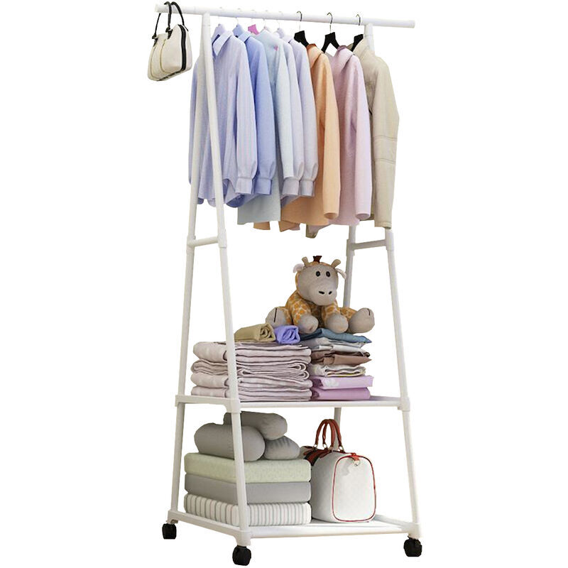 Metal coat rack for clothes 55x42x160cm White