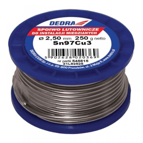 Metal de relleno para soldadura de 2,5 mm, 250 g, 97 % Sn Sn97Cu3