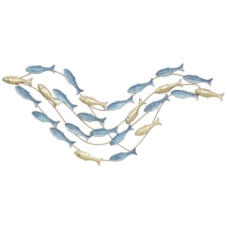 Métal décoratif mural poisson design rouille résistante style moderne élégant bleu clair