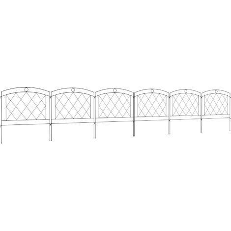 Metal Decorative Outdoor Picket Fence Panels Set of 6, Black