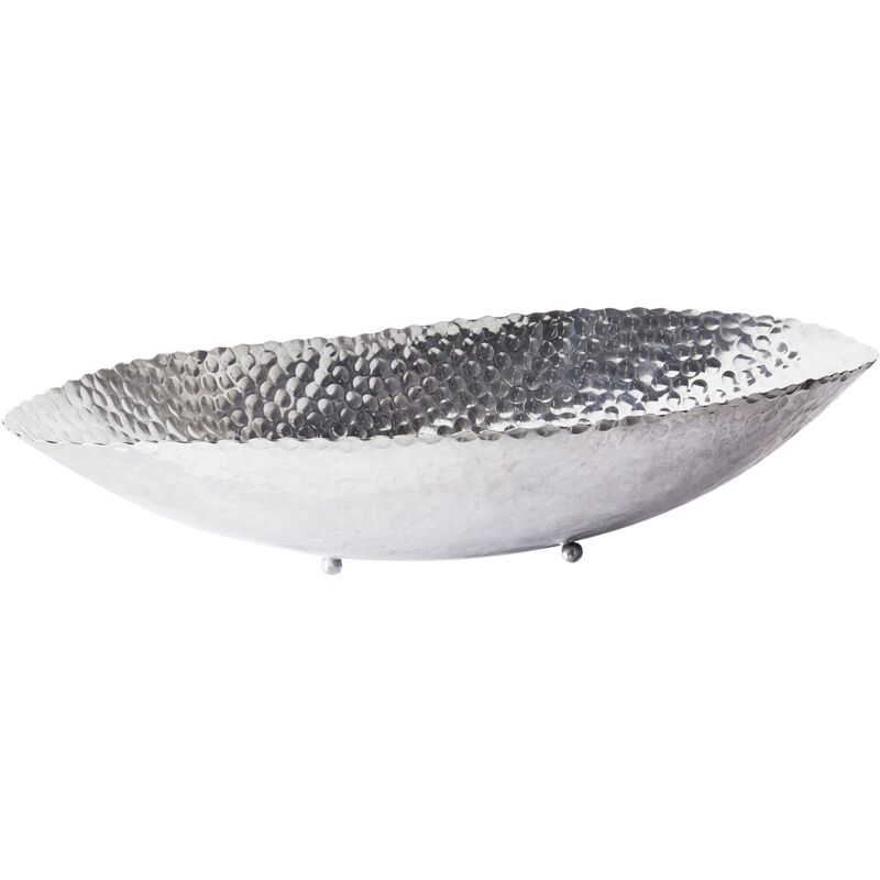 Beliani - Modern Decorative Platter Oval Leaf Plate Metal Silver Ibrash