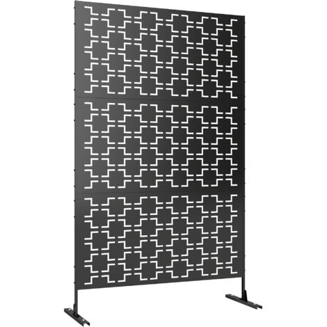 Metal Decorative Privacy Screen Outdoor Divider, Black Grid