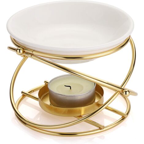 Metal Essential Oil Burner, Aroma Diffuser, Round Shape (Gold)
