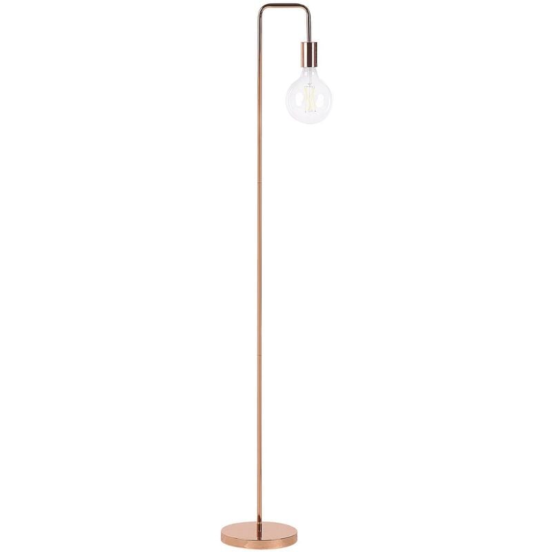 Minimalist Industrial Floor Lamp Light Metal Gloss Finish Copper Savena - Copper