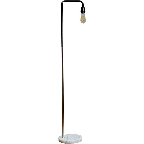 Metal Floor Lamp with a Marble Base + 6W LED Filament Light Bulb - Chrome
