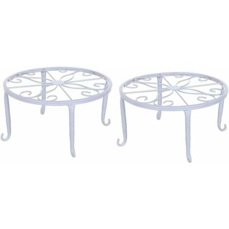 Metal Flower Stand, 2 Pieces Wrought Iron Flower Stand, Outdoor Plant Pot Holders, White Flower Pot Stand, Suitable for All Kinds of Small Flower Pots MUMU