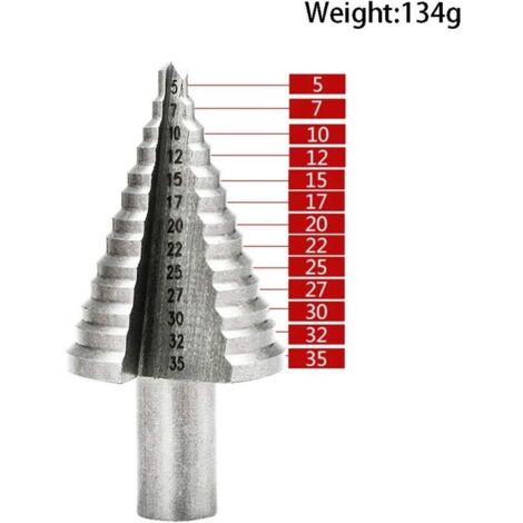 Metal Foret Conique Foret étagé 5mm-35mm,Triangle Conique Titane avec Revêtement Titane,pour Visseuse Percage sur Acier, Laiton, Bois, Plastique