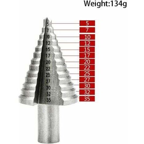 Metal Foret Conique Foret étagé 5mm-35mm,Triangle Conique Titane avec Revêtement Titane,pour Visseuse Percage sur Acier, Laiton, Bois, Plastique