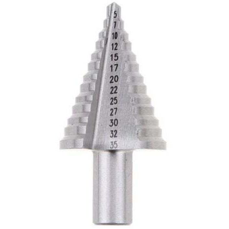Metal Foret Conique Foret étagé 5mm-35mm,Triangle Conique Titane avec Revêtement Titane,pour Visseuse Percage sur Acier, Laiton, Bois, Plastique Argent