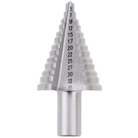Metal Foret Conique Foret étagé 5mm-35mm,Triangle Conique Titane avec Revêtement Titane,pour Visseuse Percage sur Acier, Laiton, Bois, Plastique Argent