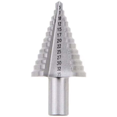 Metal Foret Conique Foret étagé 5mm-35mm,Triangle Conique Titane avec Revêtement Titane,pour Visseuse Percage sur Acier, Laiton, Bois, Plastique Argent