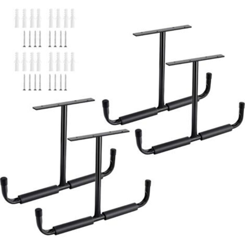 Metal Garage Ceiling Storage Hooks, Wall Hooks, Heavy Duty Utility Hooks for Ladder, Bicycle, Wood, Tools and Other Bulky Items (4-Pack, Black)