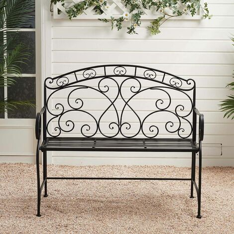 main image of "Metal Garden Bench Folding 2 Seater Chair Bench Outdoor Seating Furniture"