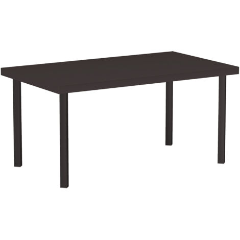 Metal Garden Coffee Table, Rectangular Outdoor Side Table with Woodgrain Tabletop, Foot Pads for Outside, Garden, Balcony, Porch, 95 x 55 x 46cm, Brown