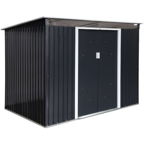 Metal garden shed 4.85m2 with skylight, Audomarois, charcoal grey, 261x181x186 cm