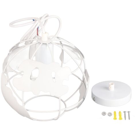 Metal Globe Pendant Ceiling Lamp Industrial Style Vintage Home Decoration for Art Cafe Bedroom Bar Counter White