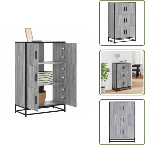 Metal gris - vidaXL Aparador alto madera de ingeniería y metal gris Sonoma - Armario de cocina