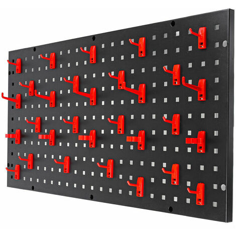 Metal hanging pegboards with slots and 20 hooks for storing small tools (90 x 45 cm)