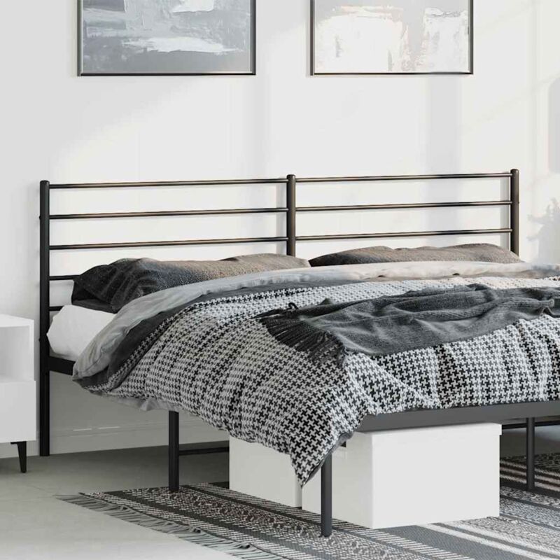 vidaXL Metal Headboard Black 193 cm (352356), Black