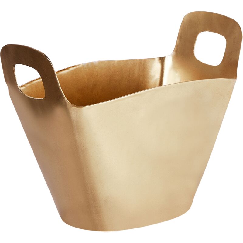 Modern Glamour Ice Bucket with Handles Champagne Cooler Metal Gold Sunbat