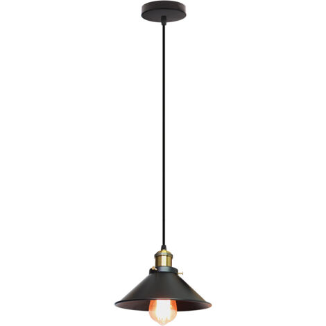 Metal Iron Pendant Light Retro Industrial Pendant Lights Vintage Chandelier For Bedroom Cafe Bar Office Black 22Cm