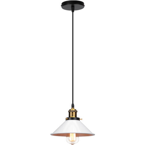 Metal Iron Pendant Light Retro Industrial Pendant Lights Vintage Chandelier For Bedroom Cafe Bar Office White 22Cm