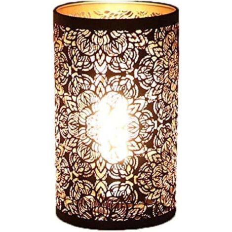 Metal Lampshade, Hollow Metal Sculpture Lampshade with Circular Cylindrical Pattern, E27 E26 Decorative Detachable Bedside Table Lamp Shade