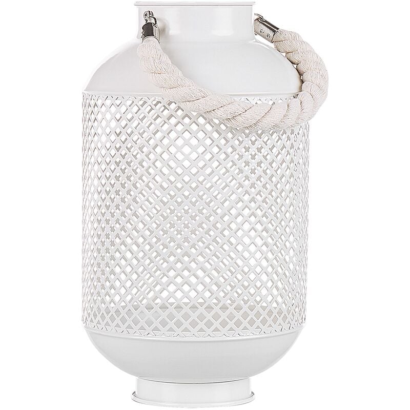 Beliani - Modern Candle Lantern Moroccan Metal Filigree Design White Coron - White