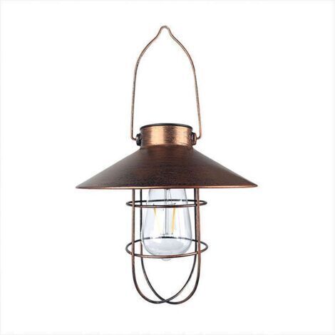 Métal Lanterne Solaire Jardin Étanche Cadre en Fer Suspendu Lanterne LED pour extérieur Terrasse Véranda Chemin Décor