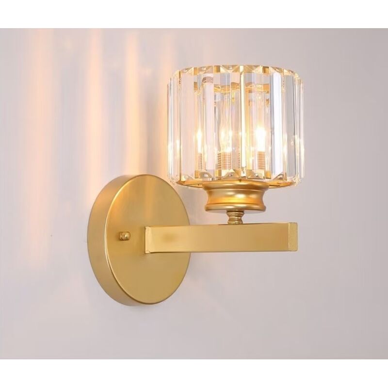 Métal led Applique Postmoderne Exquis Cristal Applique à La Maison Décoration Applique Salon tv Applique Murale Chambre Chevet Lanterne E27 Verre