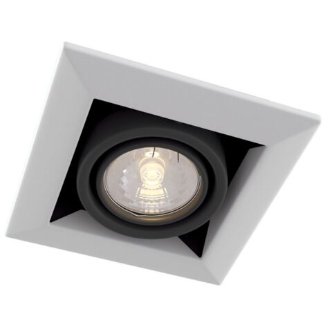 Metal Modern Spot encastré carré blanc, 1 lumière, GU10