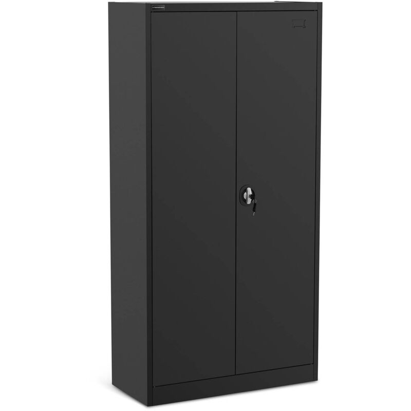 Metal Office Cabinet Storage Cupboard Steel Lock 4 Shelves 180cm Tall Anthracite