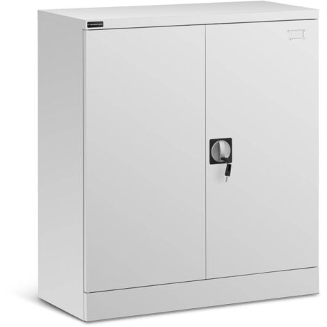 FROMM & STARCK Metal Office Cabinet Supply Cabinet Storage Cupboard Steel Lock 102cm Tall Grey