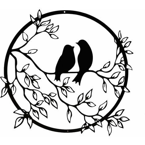 Métal Oiseau Décoration Murale Décoration Oiseau en Métal Branche, Décoration Murale en Fer Forgé Silhouette Oiseau Art Déco, Convient pour Salon, Jardin, Chambre, Bureau Mur (Noir)…，Superma