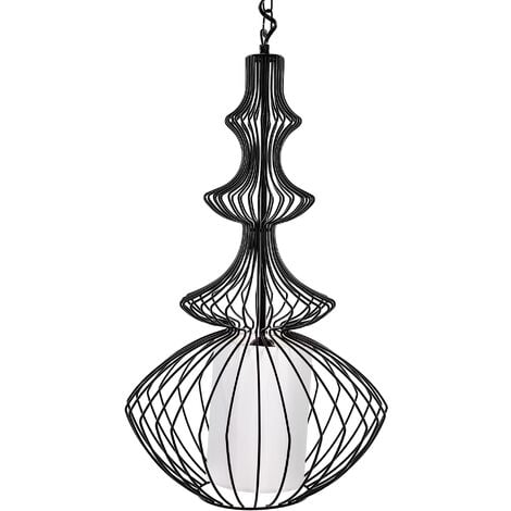 Metal Pendant Lamp Black KOLVA