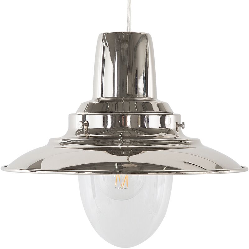 Beliani - Modern Industrial Pendant Lamp Metal Shade Living Room Kitchen Silver Pinega
