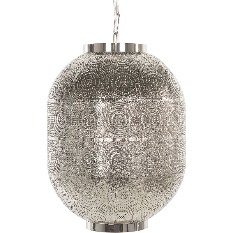 Beliani - Oriental Pendant Light Ceiling Lamp Moroccan Design Metalwork Silver Maringa
