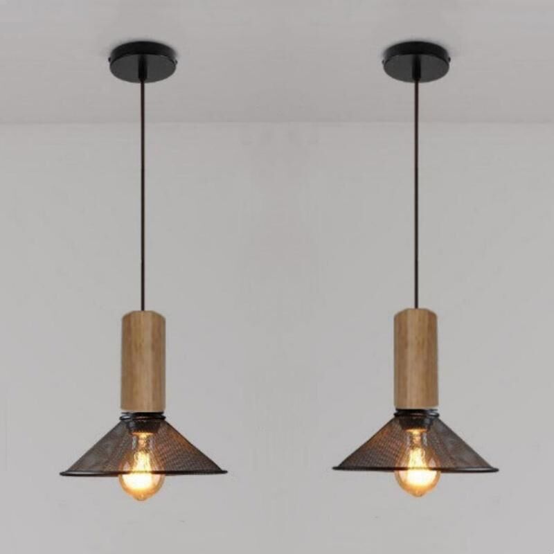 Image of Industrial Vintage Pendant Light Metal Wooden&hellip;