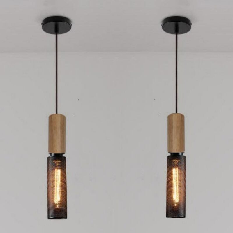 Image of Industrial Vintage Pendant Light Metal Wooden&hellip;