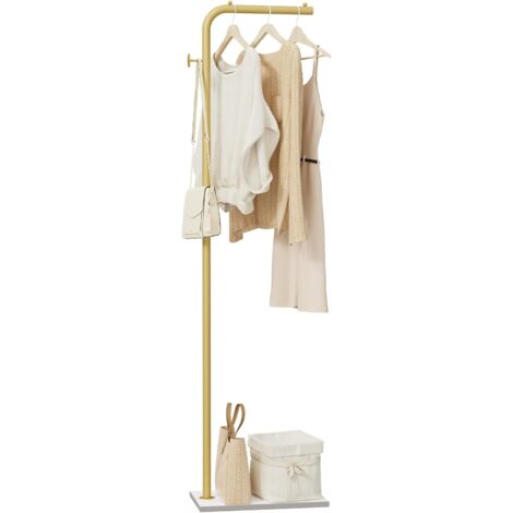 GWWBD Double Porte-Manteau à Suspendre 80 Cm Doré - Portant Vêtements Avec Étagère Chaussures, Métal Robuste