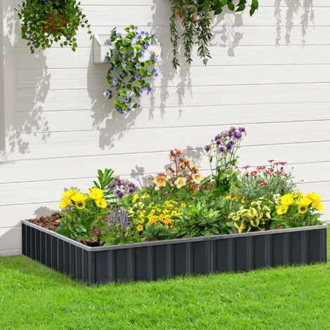 Metal Raised Garden Bed No Bottom DIY Large Steel Planter Box w/ Gloves