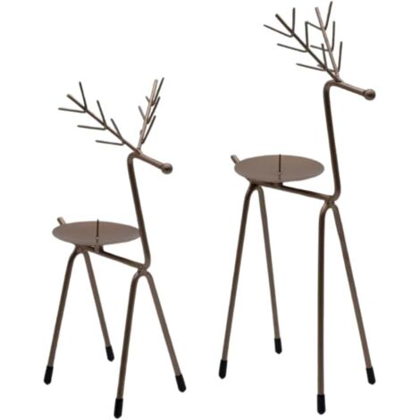 Metal Reindeer Pillar Candle Holders Decorations Living Room Accessories Christmas Candles Deer Ornament Decorative Gift Candle Accessories for Dinner Table and Home Gifts 2pc